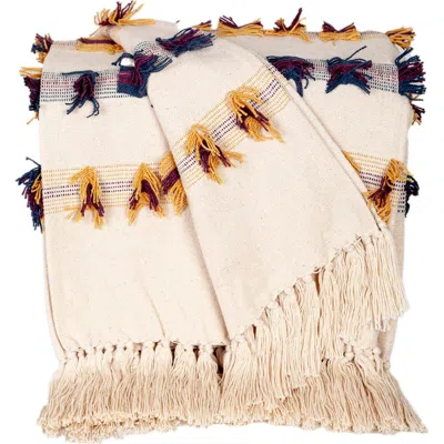 Parkland Collection Tomoko Fringe Throw Blanket In Beige Multi