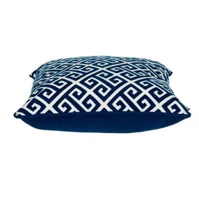 Parkland Collection Transitional Greek Key Blue 20" X 20" Pillow