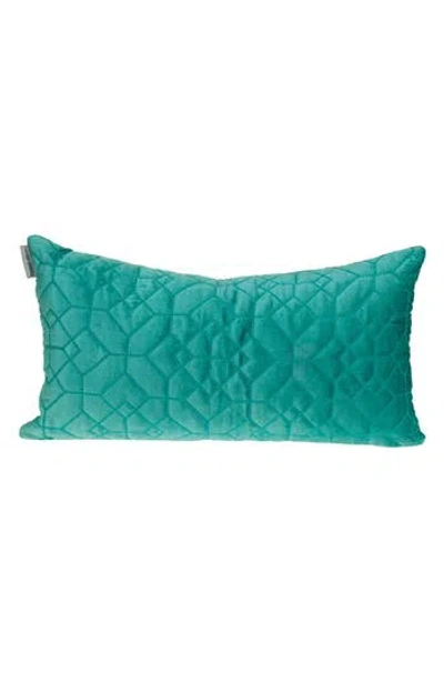 Parkland Collection Tufted Velvet Oblong Throw Pillow In Aqua