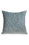 Parkland Collection Tufted Velvet Square Throw Pillow In Sea Foam