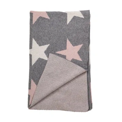 Parkland Collection Twinkle Stars Transitional 100% Cotton Throw In Gray;beige;pink