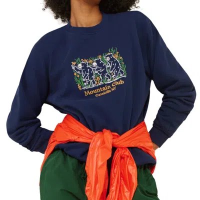 Parks Project Catskills Bear Buds Embroidered Crewneck Sweatshirt In Navy In Blue