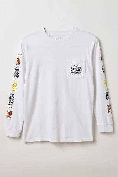Parks Project Checklist Graphic Long Sleeve Tee In White, Men's At Urban Outfitters