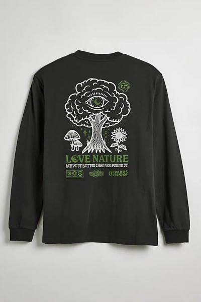 Parks Project Love Nature Long Sleeve Tee In Black, Men's At Urban Outfitters