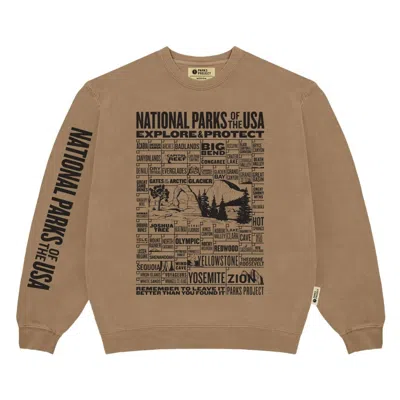 Parks Project Women's National Parks Of The Usa Checklist Crew Sweatshirt In Khaki In Green