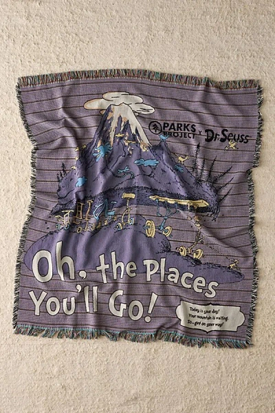 Parks Project X Dr. Seuss Striped Woven Throw Blanket In Purple At Urban Outfitters