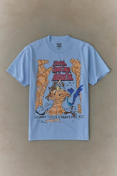 Parks Project X Looney Tunes Grand Canyon Graphic Tee In Sky, Men's At Urban Outfitters In Blue