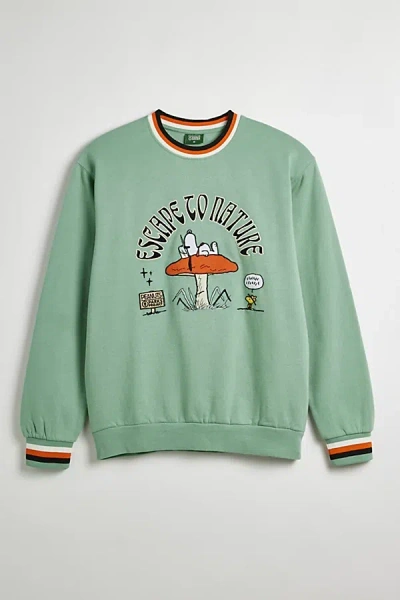 Parks Project X Peanuts Escape To Nature Crew Neck Sweatshirt In Granite Green, Men's At Urban Outfitters
