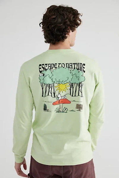 Parks Project X Peanuts Escape To Nature Long Sleeve Tee In Hushed Green, Men's At Urban Outfitters