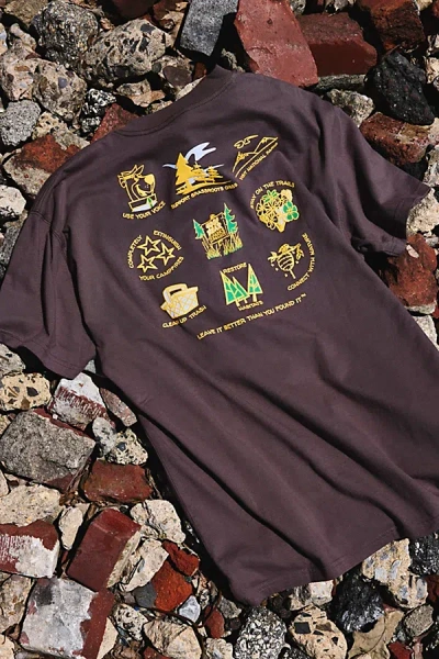 Parks Project X Yogi Bear Badge Graphic Tee In Brown, Men's At Urban Outfitters