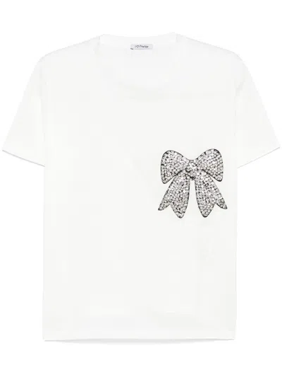 Parlor Crystal-bow T-shirt In White