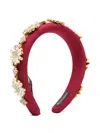 Parlor Crystal-embellished Padded Headband In Red