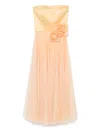 Parlor Floral-appliqué Gown In Orange
