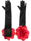 Parlor Satinrobe Mit Blumenapplikation In Schwarz