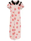 Parlor Kiss-print Midi Dress In Pink
