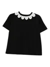 Parlor Lace-trimmed Cotton T-shirt In Black