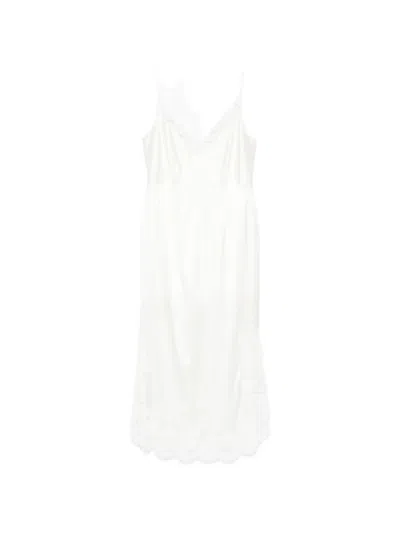 Parlor Lace-trim Silk Slip Midi Dress In White