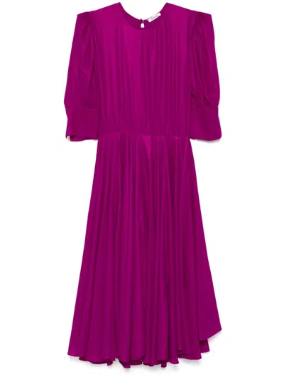 Parlor Metallic-effect Midi Dress In Magenta