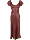 Parlor Metallic-effect Short-sleeved Midi Dress In Brown