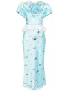 Parlor Ruffled Detailing Midi Dress In 蓝色