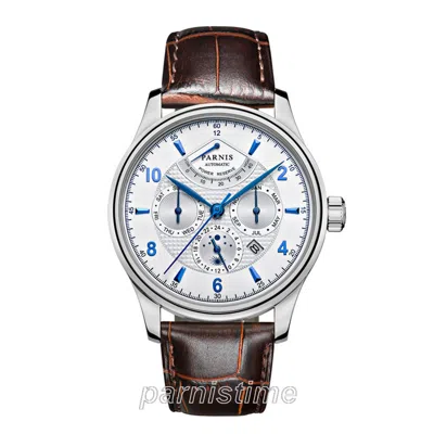 Pre-owned Parnis 43mm  Miyota Power Reserve Automatic Men's Watch Month Date Day 24-hours