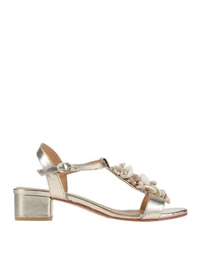 Parodi Sunshine Woman Sandals Gold Size 8 Leather In Silver