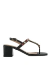 Parodi Sunshine Woman Thong Sandal Black Size 8 Leather In Black