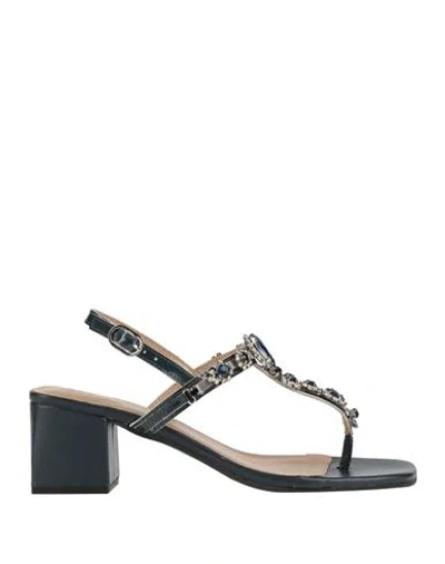 Parodi Sunshine Woman Thong Sandal Black Size 8 Leather