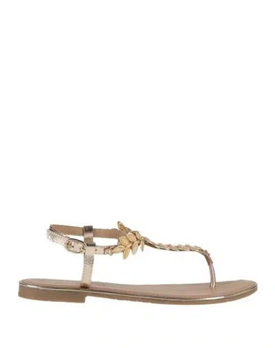 Parodi Sunshine Woman Thong Sandal Gold Size 8 Leather