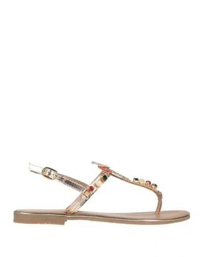 Parodi Sunshine Woman Thong Sandal Platinum Size 8 Leather In Grey