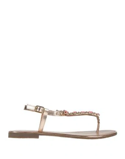 Parodi Sunshine Woman Thong Sandal Rose Gold Size 7 Leather