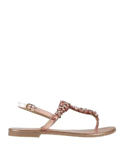 Parodi Sunshine Woman Thong Sandal Rose Gold Size 8 Leather