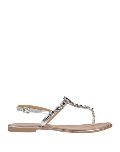 Parodi Sunshine Woman Thong Sandal Silver Size 6 Leather
