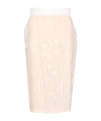 P.A.R.O.S.H FLORAL-EMBROIDERED MIDI SKIRT