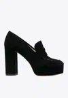 P.a.r.o.s.h . Penny-slot 115mm Suede Platform Sandals In Black