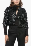 P.a.r.o.s.h 3/4-sleeved Sequined Cardigan In Black