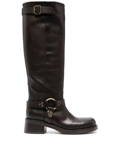 P.a.r.o.s.h 50mm Leather Boots In 086 Brown