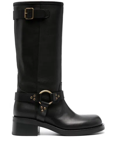 P.a.r.o.s.h 50mm Leather Boots In 黑色