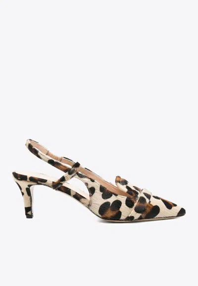 P.a.r.o.s.h 70 Leopard Print Slingback Pumps In Blue