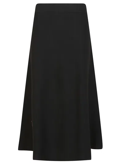 P.a.r.o.s.h . A-line Wool Blend Knit Skirt With Elastic Waist In Black