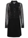 P.a.r.o.s.h Parosh Mini Silk Dress With Ruffle Details And Sheer Sleeves In Black