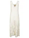 P.a.r.o.s.h Lace Overlay V-neckline Midi Length Dress
