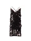 P.a.r.o.s.h Backless Sequin Sleeveless Dress With Spaghetti Straps In Brown