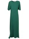 P.a.r.o.s.h . Midi Dress With Round Neckline And Keyhole Detail In Burgundy