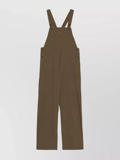 P.a.r.o.s.h Adjustable Strap Jumpsuit With Button Accents In Brown