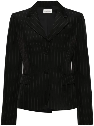 P.a.r.o.s.h American-vent Pinstriped Blazer In Black