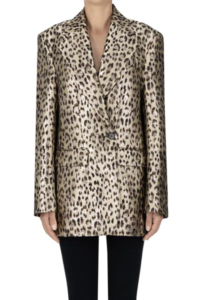 P.a.r.o.s.h Animal Print Blazer In Gold
