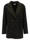 P.a.r.o.s.h Dark Green Animal Print Blazer In Green