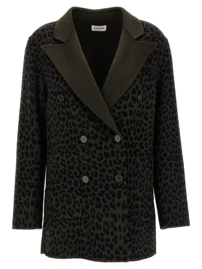 P.a.r.o.s.h . Animal Print Double-breasted Blazer In Green