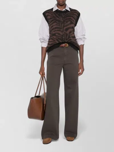 P.a.r.o.s.h Animal Print Knitted V Neck Vest In Burgundy